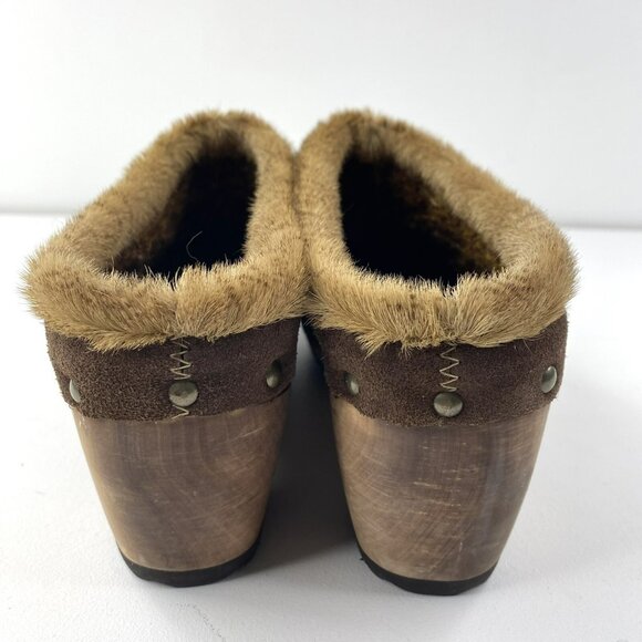 Y2K Clogs Shoes Womens Size 8.5 Wooden Heel Studded Animal Print Boho Hippie - Picture 5 of 9